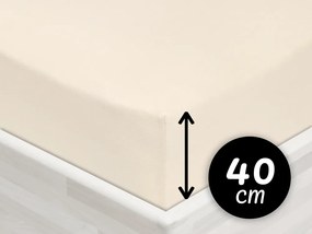 Jersey napínacie prestieradlo na extra vysoký matrac JR-002 Smotanové 100 x 200 - výška 40 cm