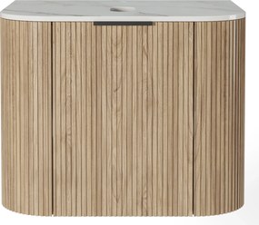Závěsná skříňka s deskou a umyvadlem Matinale 60 cm akácie/bílá