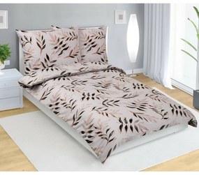 Bellatex Bavlnené obliečky List sivá,140 x 220 cm, 70 x 90 cm, 140 x 220 cm, 70 x 90 cm