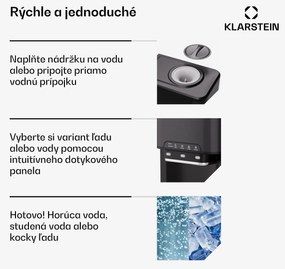 Klarstein Aqueous výrobník ľadu 3 v 1: kocky ľadu, dávkovač vody: horúca a studená, 20 kg/24h