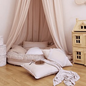 Boho vankúš s bublinkami púdrovo ružový 44x44 cm