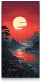 Gario Diamantové maľovanie Červený západ slnka Rozmery: 40 x 80 cm, Rámovanie: S vnútorným rámom, Diamanty: Okrúhle