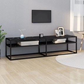 TV stolík čierny mramorový 160x40x40,5 cm tvrdené sklo