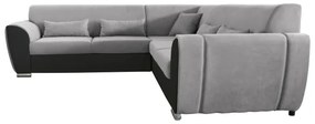 Rozkladacia rohová sedacia súprava VISEU do tvaru L s úložným priestorom, pravé prevedenie, šedá/čierna