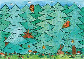 MARIONETINO – Zadná scéna Hlboký les / Paseka (2 motívy)