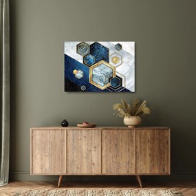 Sklenený obraz - Mramorové hexagóny (70x50 cm)