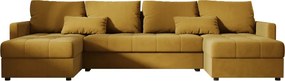 Rozkladacia sedacia súprava do U VENORIA 285x146 cm, horčicová + 2 vankúšiky ZDARMA