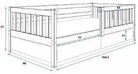 Detská posteľ SMART 80x160 cm Borovica – biela