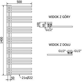Mexen Neptun, vykurovacie teleso 1400 x 500 mm, 532 W, čierna, W101-1400-500-00-70