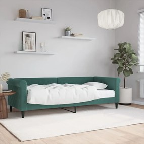 Denná posteľ s matracom tmavozelená 80x200 cm zamat 3197742