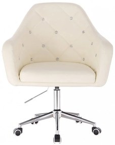 LuxuryForm DESIGN Kreslo ROMA na striebornej podstave s kolieskami - krémové