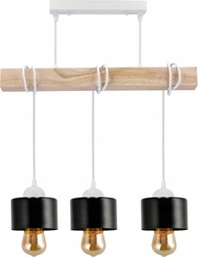 BERGE LED drevené závesné stropné svietidlo, biele, 3xE27 kelímok