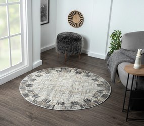 My Flair, Kusový koberec My Mood CA60074 creme kruh, 120x120 (priemer) kruh, šedá, chodba / predsieň