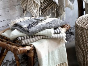 Slabunký bavlnený uterák / osuška so šedými pruhmi - 90 * 180 cm