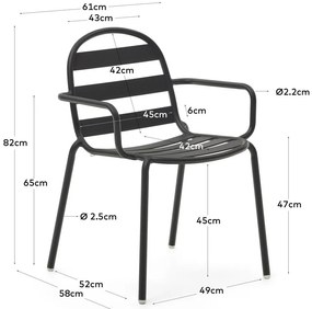 Tmavosivé kovové záhradné stoličky v súprave 4 ks Joncols – Kave Home