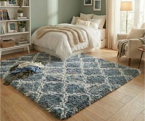 TZ Sivo-modrý vzorovaný koberec shaggy Decor Latern Rozmer: 100x150 cm