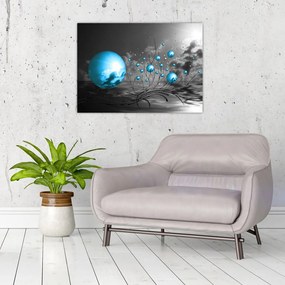 Sklenený obraz svetlo modrých gulí (70x50 cm)