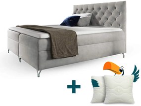 Wilsondo Čalúnená boxspring manželská posteľ s matracom Guliette - sivá Rozmer: 180x200