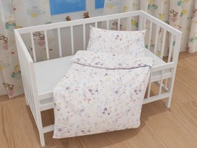 Biante Detské bavlnené posteľné obliečky do postieľky Sandra SA-290 Farebné lučne kvety na bielom Do postieľky 90x140 a 50x70 cm