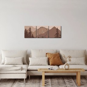 Obraz - Hnedé pohorie N⁰2 (s hodinami) (90x30 cm)