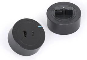 Zásuvka USB-A + USB-C pre zásuvkové lišty, čierna