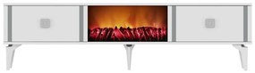 TV stolík/skrinka s krbom Tobuvu 2 (biela + strieborná) . Vlastná spoľahlivá doprava až k Vám domov. 1095522