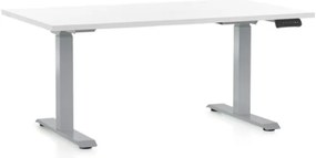 Výškovo nastaviteľný stôl OfficeTech D, 140 x 80 cm, sivá podnož, biela