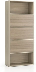PLAN Vysoký kancelársky policový regál LAYERS, 3 boxy, 800 x 400 x 1905, dub prírodný / dub morený