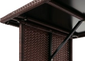 Polyratanový jedálenský stôl HWC-G16, 112x60cm - hnedá