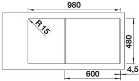 Blanco Adira XL 6 S, silgranitový drez 1000x500x200 mm, 1-komorový, sivá skala, BLA-527619