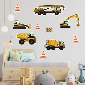 PIPPER. Textilná nálepka na stenu "Pracovné stroje"