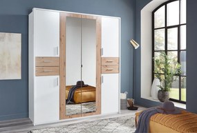 Šatníková skriňa Vegas, 180 cm, biela / dub artisan