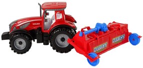 Lean Toys Červený traktor s pluhom na trecím pohonom