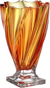 KRIŠTÁĽOVÁ VÁZA BOHEMIA PONTI FIRE GRADIENT NA NOHE 330MM
