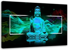 Obraz na plátně Meditující Buddha Zen Tyrkysová - 60x40 cm