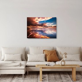 Sklenený obraz - Večerná pláž (70x50 cm)