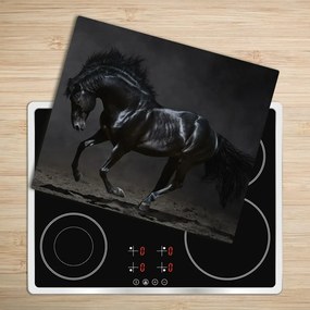 Sklenená doska na krájanie Čierny kôň 60x52 cm