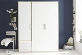 Šatníková skriňa Valencia,155 cm, dub artisan/biela