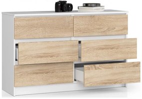 Komoda K120 6SZ CLP biela / sonoma
