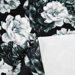 Biante Zamatový štvorcový obrus Tamara TMR-040 Čierno-biele pivonky na čiernom 90x90 cm