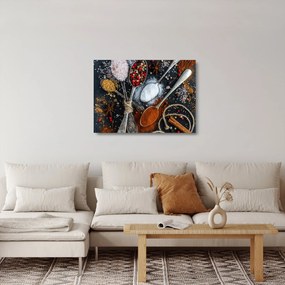 Sklenený obraz lyžíc s korením (70x50 cm)