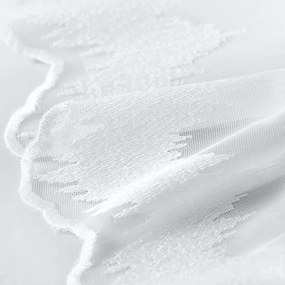 Biela záclona s perleťovo vytkávanou bordúrou cikcak do oblúčka ZAC-029 výška 295 cm Iba metráž