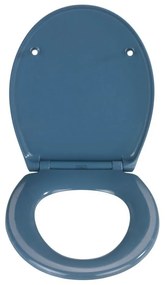 Tmavomodré WC sedadlo s jednoduchým zatváraním Wenko Samos, 44,5 x 37,5 cm