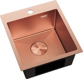 Mexen Solix, 1-komorový nerezový drez 400 x 450 mm, brúsená meď, vzor voština, 6401401000-65HC