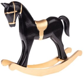 Koník drevený čierno zlatý