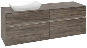 VILLEROY &amp; BOCH Collaro závesná skrinka pod umývadlo na dosku (umývadlo vľavo), 4 zásuvky, s LED osvetlením, 1600 x 500 x 548 mm, Stone Oak, C121B0RK