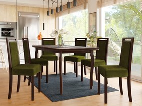 Rozkladací stôl so 6 stoličkami AL21, Morenie: orech, Poťahové látky: Zetta 297