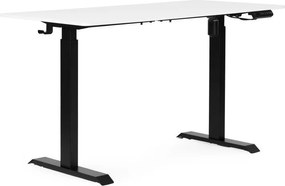 Elektrický nastaviteľný stôl 140 x 70 cm, nastaviteľná výška 76-121cm, biely s čiernymi nohami