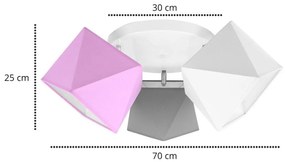 Detské stropné svietidlo Diamond, 3x textilné tienidlo (mix 7 farieb), (výber z 3 farieb konštrukcie - možnosť polohovania), o