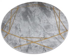 Koberec okrúhly EMERALD exkluzívne 1022 glamour, štýlový mramor, geometrický sivá / zlato Veľkosť: kruh 200 cm